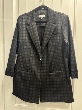 BRAND NEW Calvin Klein Black Plaid Women's Blazer, Size XL